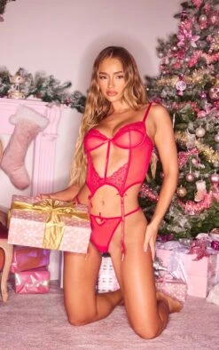 Prettylittlething Red Lace Detail Mesh Suspender Strap Corset Set Red -Prettylittlething 23c1d51a62a688c9376338dfd1a8263661b68d2c cng4735 3