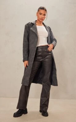 Prettylittlething Black Washed PU Maxi Biker Black -Prettylittlething 2440f216d5a5cd4b3ad37276a28a6a18f1433a94 cng2965 3