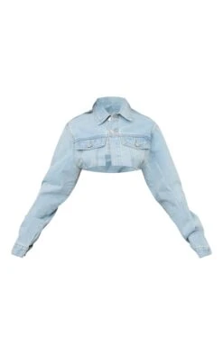 Prettylittlething Petite Light Blue Wash Distressed Super Cropped Denim Jacket Light Blue Wash -Prettylittlething 24a73cbc553791290a7f6125fbaa8e931f26799b cnb6688 5