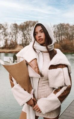 Prettylittlething Brown Super Cropped Distressed Faux Leather Aviator Brown