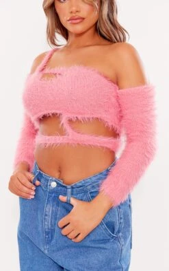 Prettylittlething Pink Eyelash Knit Cut Out Long Sleeve Top Pink -Prettylittlething 27bcd3797768a2cbcf69a7d32df8b298351f9f29 cng4539 4