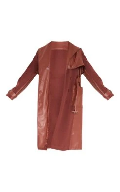 Prettylittlething Chocolate Contrast Faux Leather Wool Look Belted Trench Coat Chocolate -Prettylittlething 27eb24743fad922969d538272b7d37f18a9d9b98 cnf5103 5