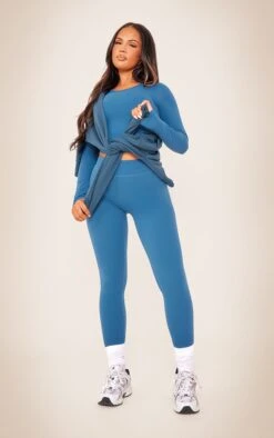 Prettylittlething Petrol Contour Sculpt Leggings Petrol