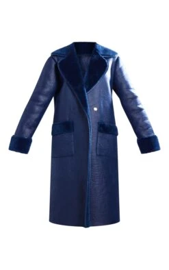Prettylittlething Petrol Blue Bonded PU Maxi Belted Coat Petrol Blue -Prettylittlething 29129acdcf9b40c1d1efcae97b51633b83d78b00 cng3030 5
