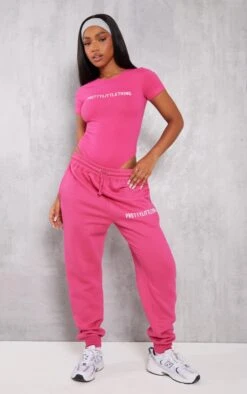 PRETTYLITTLETHING Hot Pink High Waist Cuffed Sweatpant Hot Pink