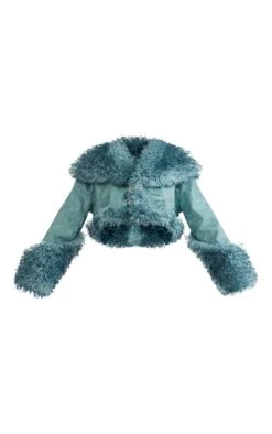 Prettylittlething Teal Textured Look Faux Mongolian Fur Faux Leather Jacket Teal -Prettylittlething 2d1c9aeec3230570363923ffb2d1d8caf539f1b4 cnf8258 5