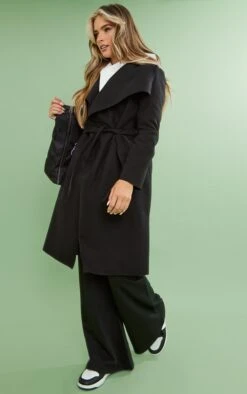 Prettylittlething Black Veronica Waterfall Tie Waist Coat Black -Prettylittlething 2eef7538552f4649d38388bfedbe58af6a193155 cna9692 3