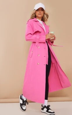 Prettylittlething Bright Pink Panel Detail Belted Trench Coat Bright Pink -Prettylittlething 30d52b07ad360a661de130d9a3955ced62a32242 cmy8687 3