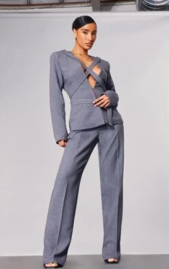 Prettylittlething PLT Label Charcoal Strap Detail Cross Over Oversized Blazer Charcoal -Prettylittlething 31014455ac1866e3058152f582578bfcff373fb3 cnh2430 3