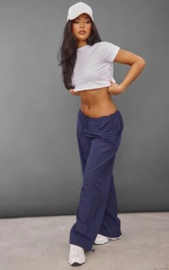 Prettylittlething Navy Blue Lightweight Parachute Toggle Cargo's Navy