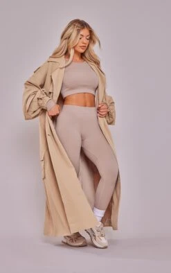 Prettylittlething Camel Cargo Pocket Detail Oversized Trench Coat Camel
