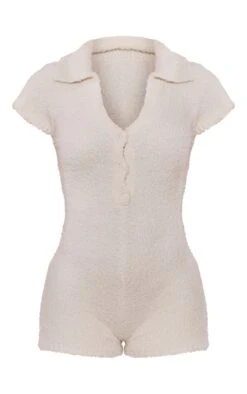 Prettylittlething Cream Teddy Knit Romper Cream -Prettylittlething 32959e97895344b70ef8d9eca791c5d7d2d2c6f9 cnf1148 5