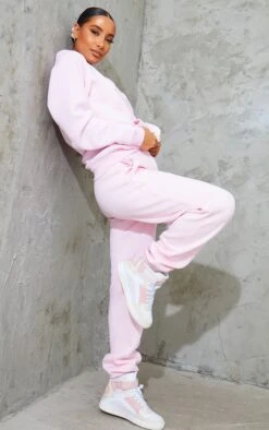 Prettylittlething Baby Pink Sweat Cuffed High Waist Sweatpants Baby Pink