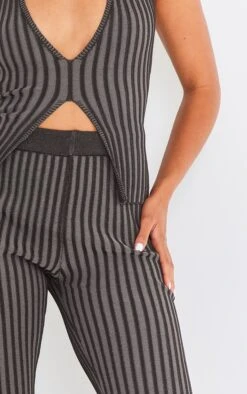 Prettylittlething Black Two Tone Knit Flared Pants Black -Prettylittlething 3341fba2ee8d620c26d957e91af91f5dacda9922 cnf0327 4