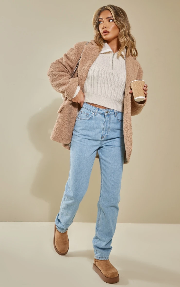 Prettylittlething Beige Boucle Longline Oversized Curved Hem Blazer Beige 2 Prettylittlething Beige Boucle Longline Oversized Curved Hem Blazer Beige - Image 2