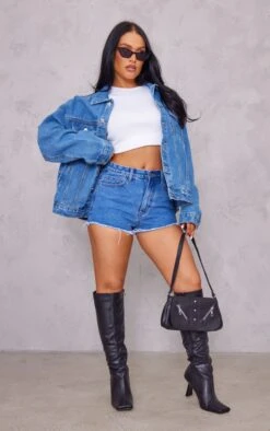 Prettylittlething Mid Blue Wash Oversized Boyfriend Denim Jacket Mid Blue Wash -Prettylittlething 34827126768aa0c3046f4461c4b61b4ad3a3de2a cnc9035 3