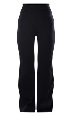 Prettylittlething Black Knitted Ribbed Wide Leg Pants Black -Prettylittlething 34e8077429b5874d098d06daaba735200840f9e8 cne6301 5