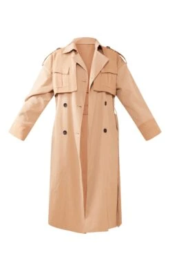 Prettylittlething Stone Double Layer Pocket Detail Longline Trench Coat Stone -Prettylittlething 3584fc4bf4ffd156f6d97aff99368943c8e0f9b3 cng2953 5