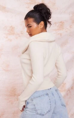 Prettylittlething Cream Faux Fur Collar Rib Knit Cardigan Cream -Prettylittlething 36af46976bdacf10be77af7fa34ef74501d3f7ef cnf0432 2