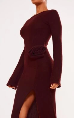 Prettylittlething Chocolate Brushed Rib Corsage Detail Maxi Dress Chocolate. -Prettylittlething 38597d4eeeb8e59351ee89f59c637ef5a19ba08f cnh2713 4