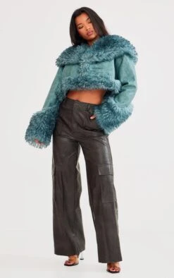 Prettylittlething Teal Textured Look Faux Mongolian Fur Faux Leather Jacket Teal -Prettylittlething 3aa071f0acf4c27ec44e6a87f1f7bac57c24b0f4 cnf8258 3