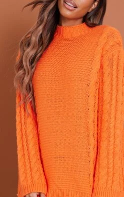 Prettylittlething Orange Extreme Sleeve Cable Knit Oversized Sweater Orange -Prettylittlething 3ac8bb05b94eba3e0b758d25f155cc9e73280fcd cmz8165 4