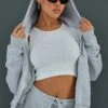Prettylittlething Ash Grey Oversized Hooded Zip Up Sweat Ash Grey
