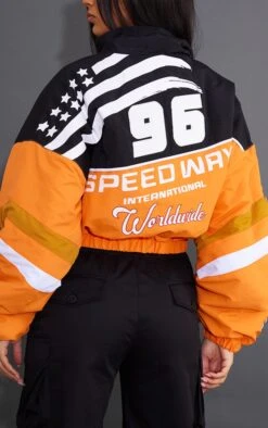 Prettylittlething Orange Cropped Oversized Graphic Zipped Racer Bomber Jacket Orange -Prettylittlething 3baeb96746c137c7dd9e1d616e79cf928907676a cnb5033 4