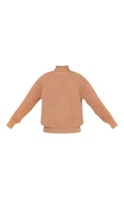Prettylittlething Cappuccino Square Knit Oversized Roll Neck Sweater Cappuccino -Prettylittlething 3e4f900b872cc70b4b7117d936f5c9f9d898b66b cnf4774 5