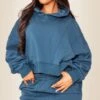 Prettylittlething Petrol Premium Panelled Boxy Hoodie Petrol