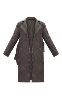 Prettylittlething Black Washed PU Maxi Biker Black -Prettylittlething 417ef543eabe4c28d84ce9783d365475777d5dca cng2965 5