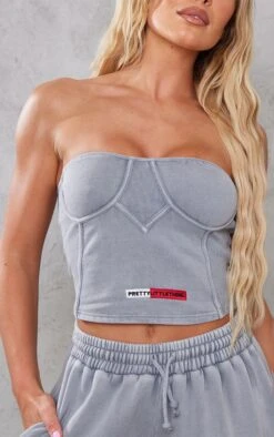 PRETTYLITTLETHING Grey Washed Rib Panel Bandeau Corset Top Grey -Prettylittlething 41b5fe9c47ff7b59af12b9dd75994098a59d5194 cnd4543 4