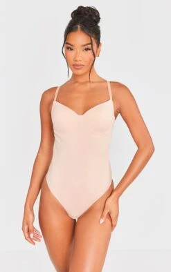 Prettylittlething Nude Sculpted Strappy Bodysuit Nude