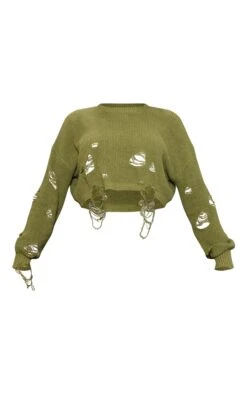 Prettylittlething Olive Open Back Distressed Knitted Sweater Olive -Prettylittlething 42f4bdd617f310c7b9dc4a6fd3b9475d2a7cc120 cng4533 5