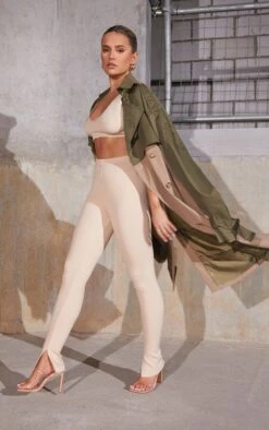 Prettylittlething Khaki Contrast Oversized Belted Midi Trench Coat Khaki -Prettylittlething 4310af37a49533bc6069934233d5f13d3a10649b CMP4223 3