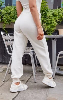 PRETTYLITTLETHING Off White High Waisted Washed Cuffed Sweatpants Off White -Prettylittlething 43389eb1f88da67aea759d7cb286d8cb0dbbac5a cmz3111 3