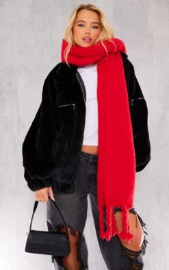 Prettylittlething Black Faux Fur Zip Up Jacket Black