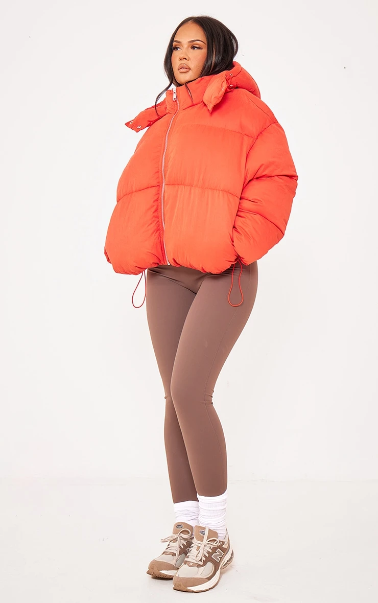 Prettylittlething Tomato Red Peached Oversized Hooded Puffer Coat Tomato Red 3 Prettylittlething Tomato Red Peached Oversized Hooded Puffer Coat Tomato Red - Image 3