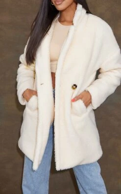 Prettylittlething Cream Borg Lapel Drop Arm Midi Coat Cream -Prettylittlething 463a6c16ca2b2c81f9f9859730262a74923861b9 cmt0742 4