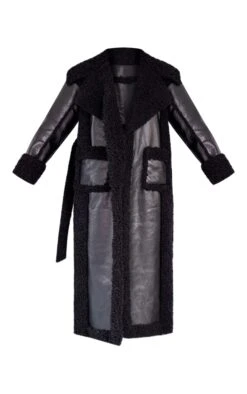 Prettylittlething Black Faux Leather Faux Shearling Trim Maxi Coat Black -Prettylittlething 48cb2e13b2e35e97274781ade2cdb5e714868141 cnf5106 5