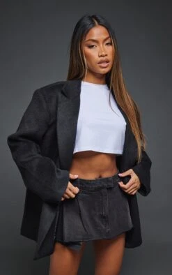 Prettylittlething Black Textured Wool Look Oversized Blazer Black -Prettylittlething 48e0a351e653be9a9a8165055218f0101f97baa6 cnc0212 3