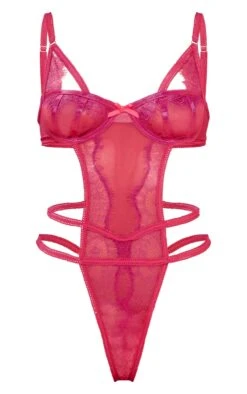 Prettylittlething Pink Cut Out Lace Bodysuit Pink -Prettylittlething 4930849053085be930570754e2cab85de50e21b6 cng9318 5