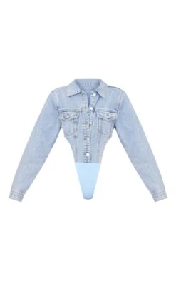 Prettylittlething Light Blue Wash Pocket Front Denim Jacket High Side Bodysuit Light Blue Wash -Prettylittlething 49355e4a176d6d472d32b99b72e65ffb8601f547 cnb4432 5