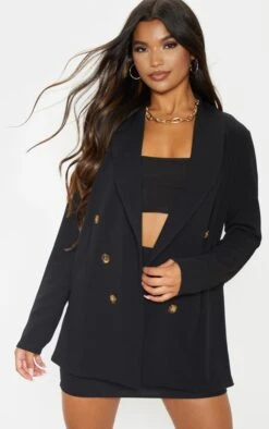 Prettylittlething Black Oversized Front Button Detail Blazer Black -Prettylittlething 4e879111a2d10ed364e3b9f0ae654e6ded159890 cmf0531 4