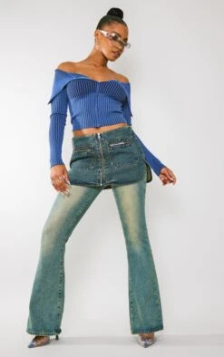 Prettylittlething Navy Two Tone Rib Foldover Zip Jacket Navy -Prettylittlething 4e8b509ef063deb9d9493480ea4227a77be832fc cne7561 3