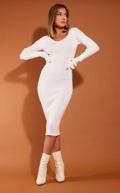 Prettylittlething Cream V Neck Knit Midi Dress Cream -Prettylittlething 4e9a83a203ad4a7c934bbe754c85a4a422c7771e cmu0226 3