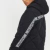 PRETTYLITTLETHING Black Peach Skin Diamond Quilted Oversized Puffer Black