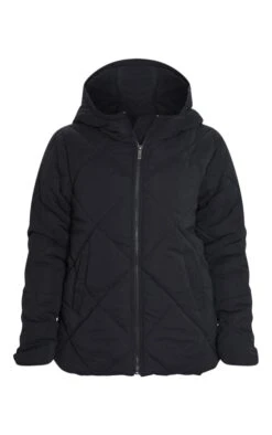 PRETTYLITTLETHING Black Peach Skin Diamond Quilted Oversized Puffer Black -Prettylittlething 4fca84fadeec03de6edcb62e3236bf02795025cf cmg2936 5