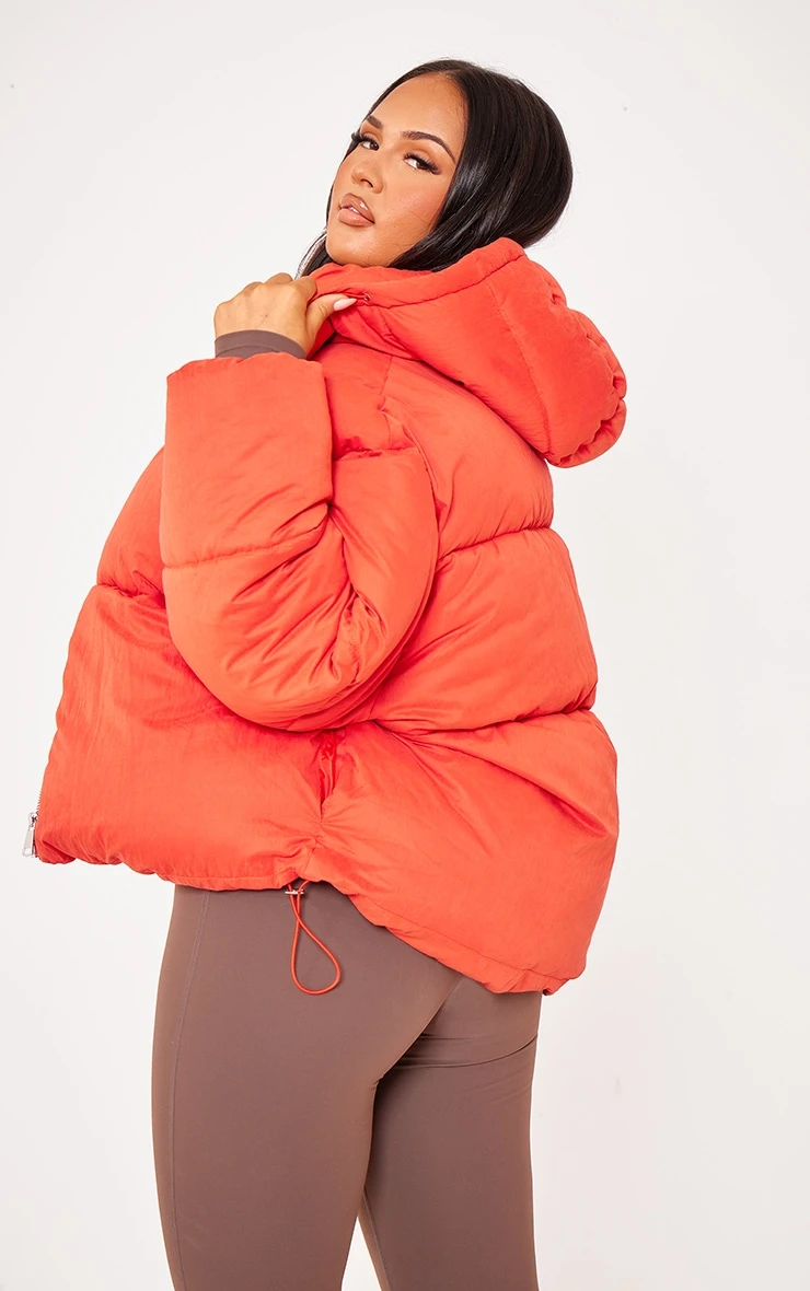 Prettylittlething Tomato Red Peached Oversized Hooded Puffer Coat Tomato Red 2 Prettylittlething Tomato Red Peached Oversized Hooded Puffer Coat Tomato Red - Image 2