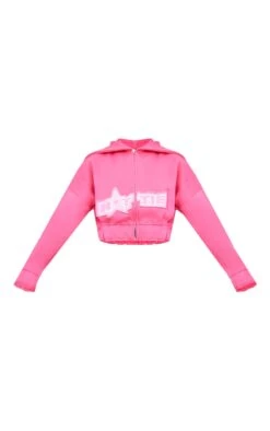 Prettylittlething Pink Hottie Applique Zip Through Cropped Hoodie Pink -Prettylittlething 504244c867dfc3db074e79caee33c10ed2f8c9b7 cnh1765 5